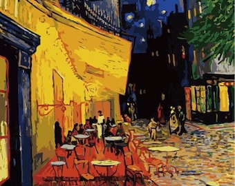 Adults Paint by Numbers Kit - Framed Canvas - 40x50cm - Cafe Terrace at Night by Van Gogh
