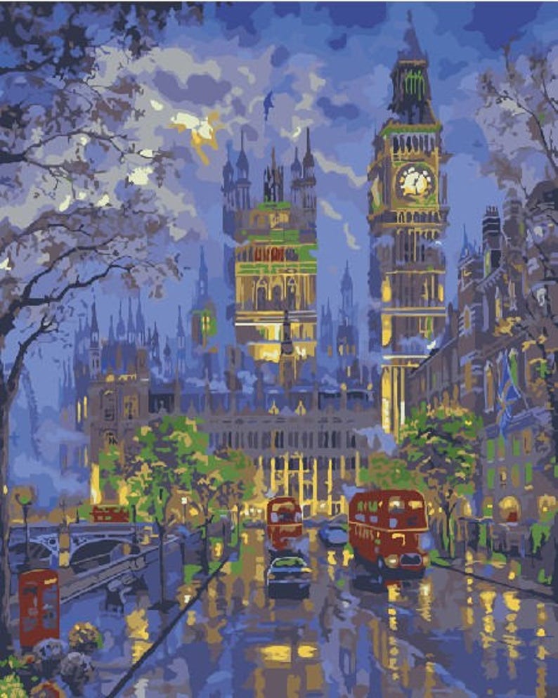 Adults Paint by Numbers Kit Framed Canvas 40x50cm Big Ben Etsy