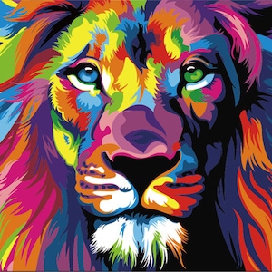 Paint by Numbers Kit for Adults - Framed Canvas - 40x50cm - Colourful Lion
