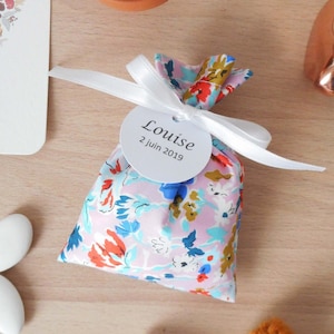 12 Scatoline per caramelle Liberty California Bloom, nastro di raso bianco, etichetta in carta personalizzata, Matrimonio, Battesimo bimba, Comunione