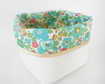 Storage Basket Small Model Faux Leather Fabric And White Etsy