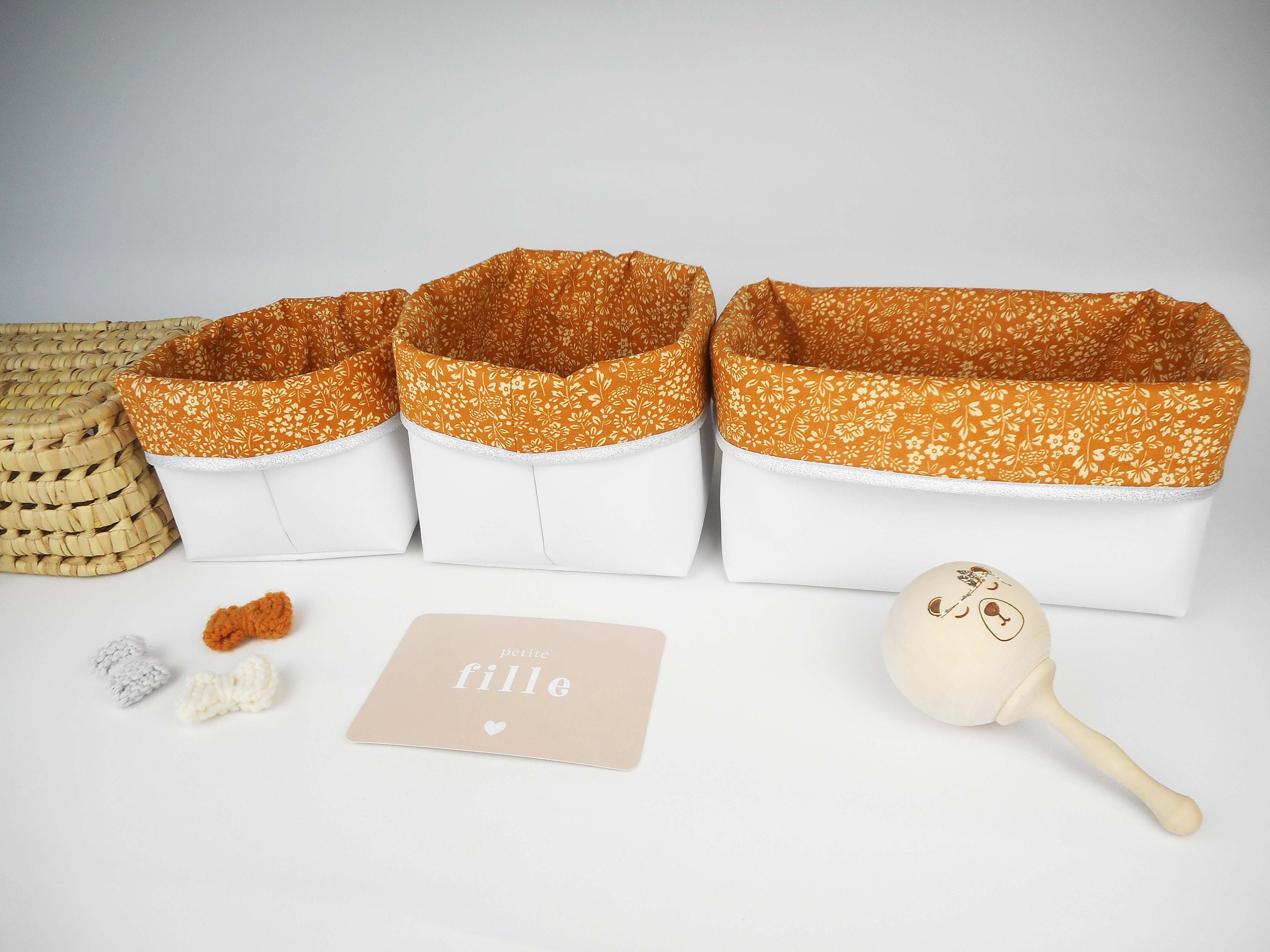 Lote 3 cestas de almacenamiento pequeño rectángulo medio | Etsy