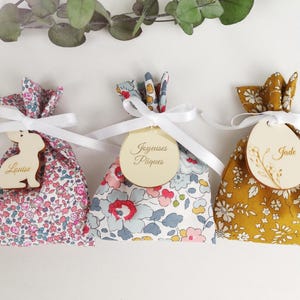 Sacchetto pasquale Liberty, nastro bianco, con o senza medaglioni in legno o plexiglass, matrimonio, sacchetto battesimo, cioccolato, coniglio, uova, ballotin