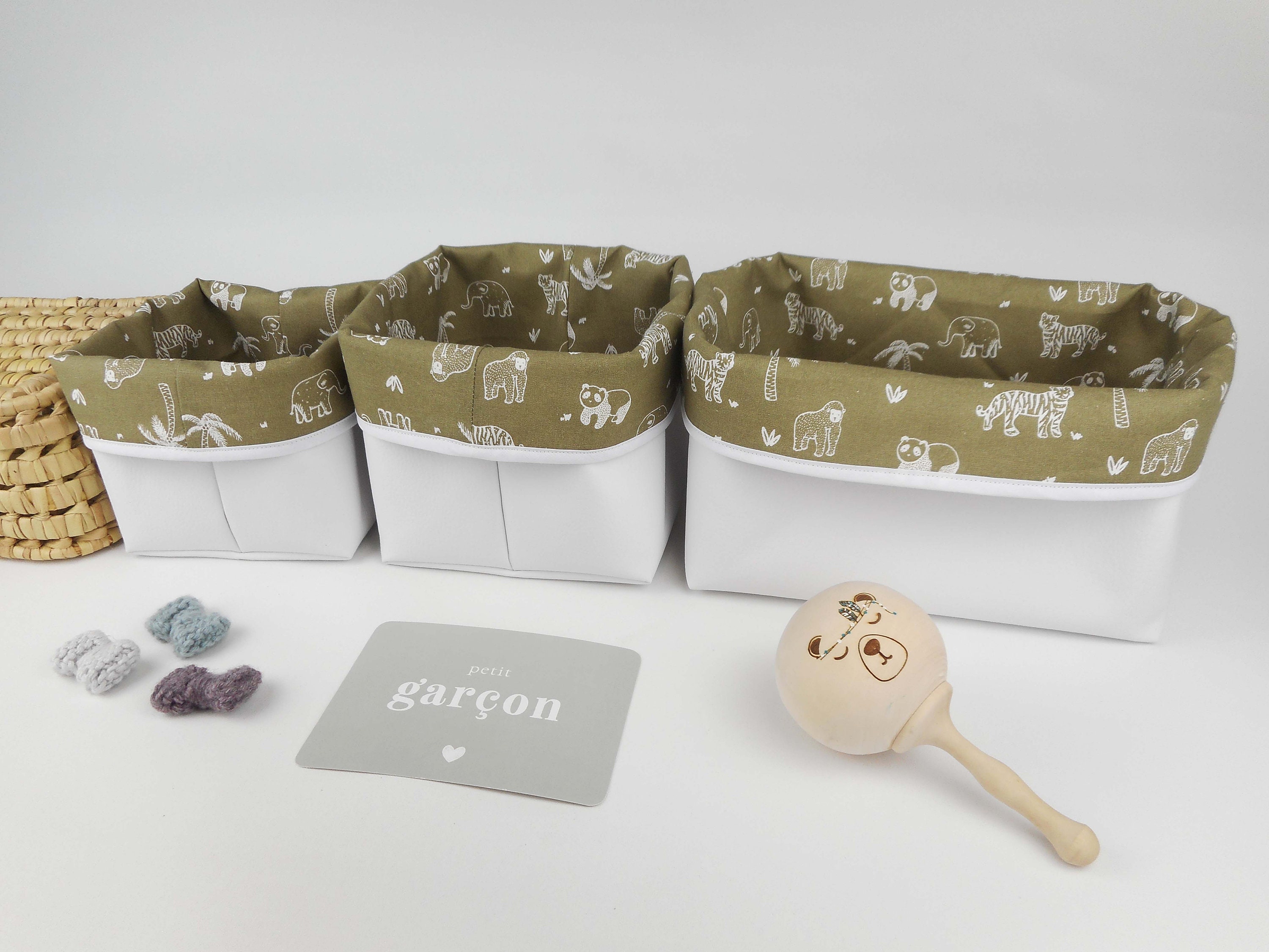 Lote 3 cestas de almacenamiento pequeño rectángulo medio | Etsy