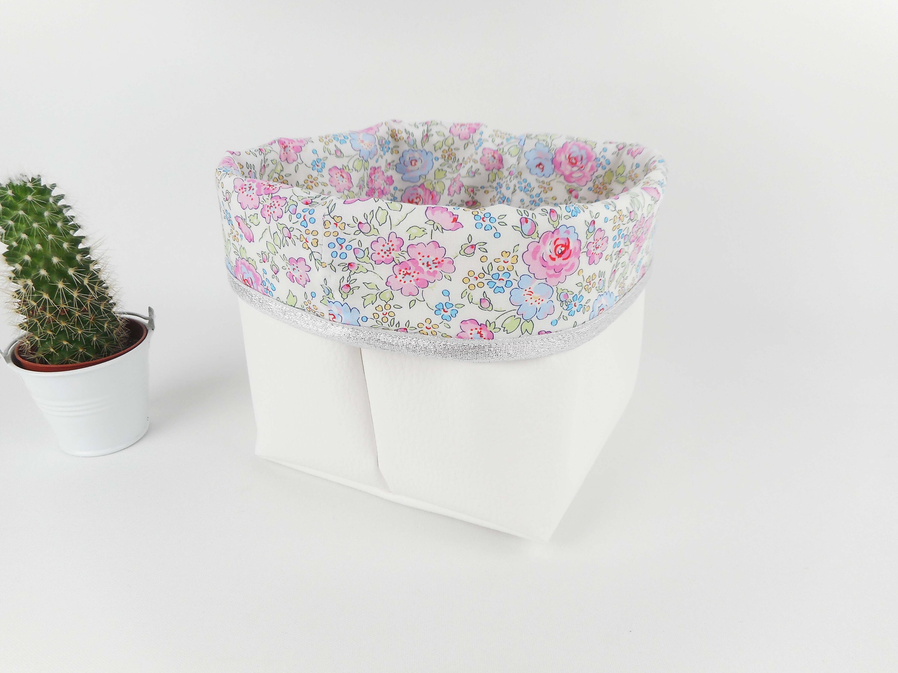 Cesta de almacenamiento modelo pequeño cuero blanco | Etsy