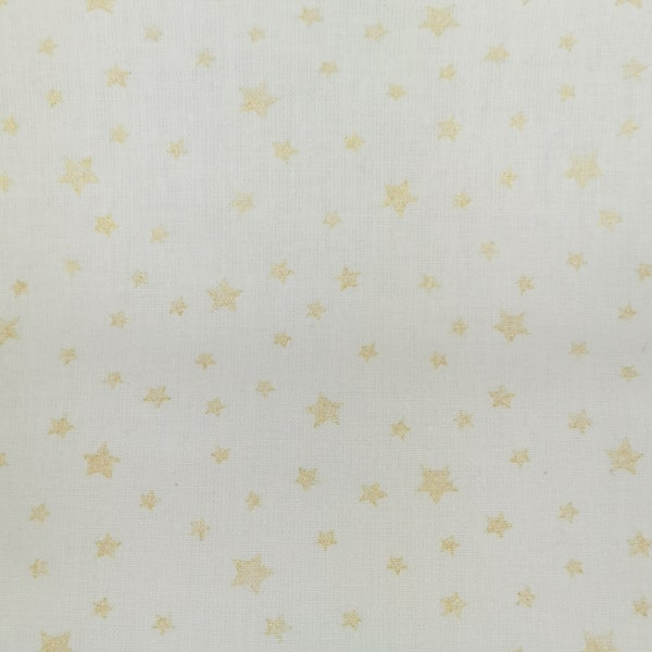 0.5 meter white fabric printed with golden stars, 100% cotton, width 150 cm, Oeko-standard 100, REACH regulation