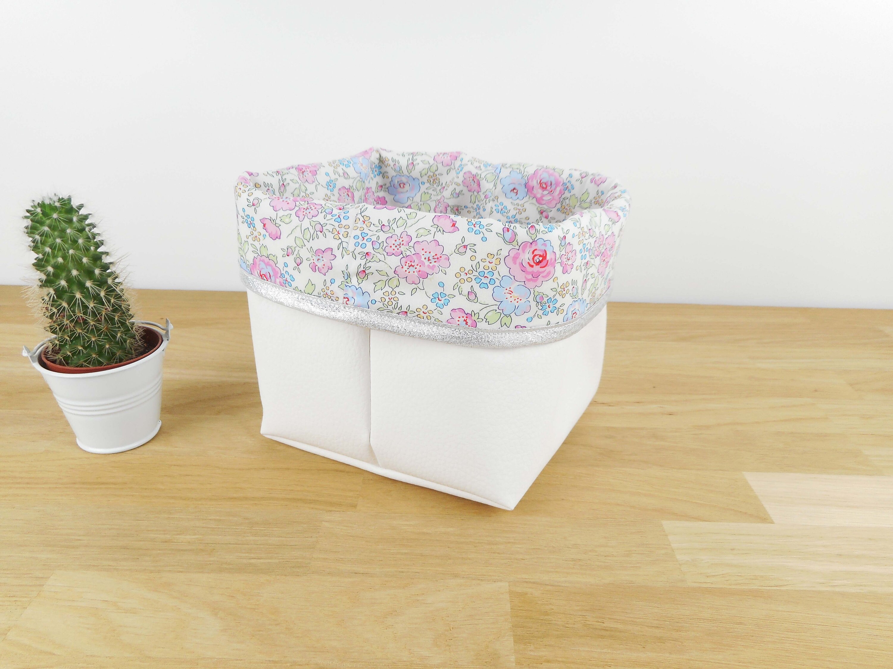 Cesta de almacenamiento modelo pequeño cuero blanco | Etsy