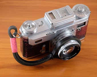 Pelle nera fotocamera cinghia da polso, cinturino in pelle di bufalo, Leather fotocamera cinturino da polso, cinghia della fotocamera a mano, tracolla Vintage