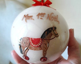 Boule de Noël naissance mon 1er Noël, décoration de Noël, sapin de Noël, motifs Vintage