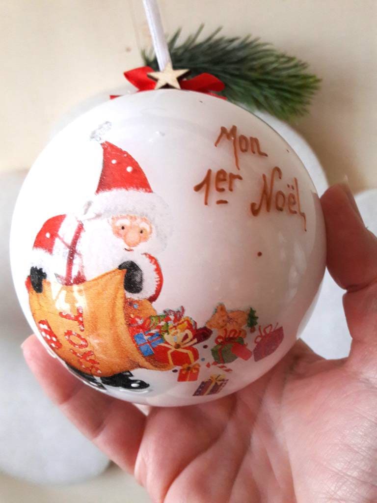 Boule de Noël naissance mon 1er Noël décoration de Noël  Etsy