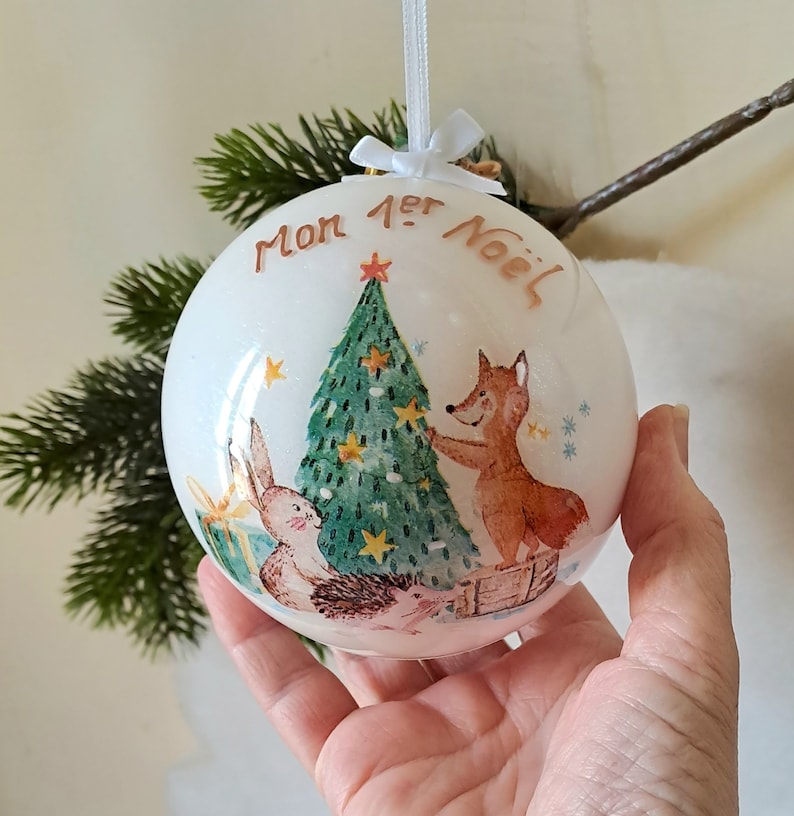 Boule de Noël naissance mon 1er Noël, décoration de Noël, sapin de Noël image 1