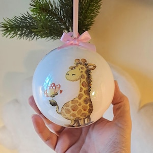 Bola de Natal nascimento meu primeiro Natal, Girafa Sophie, Decoração de Natal, Árvore de Natal