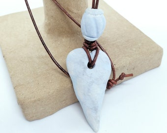 Blue ceramic heart necklace