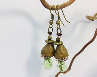 50% already applied - Green and bronze earrings