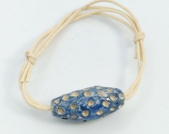 Minimalist bracelet blue ceramic pearl