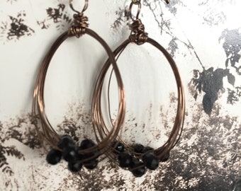 Black and bronze earrings