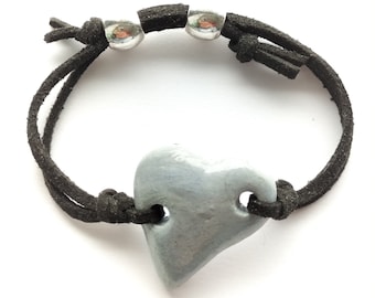 Blue ceramic heart bracelet