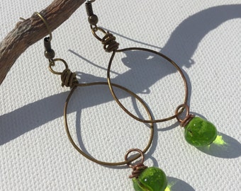 Meadow green and bronze earrings