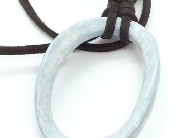 Blue ceramic ring necklace