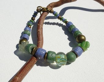 50% already applied - Bronze, prairie green and blue pearl bracelet