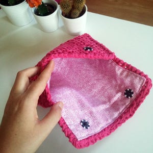 Etui pour tablette, tricoté en coton rose image 3