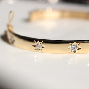 14K18Ksolid gold 0001 7X2 'WISH STARS' bangle bracelet/love bangle bracelet/star bangle bracelet/diamonds bracelet/diamond bangle/sunburst