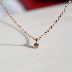 14K solid gold cognac mini Diamond necklace/Diamond necklace/Diamond 14k gold necklace/gold and diamond necklace/medern diamond necklace