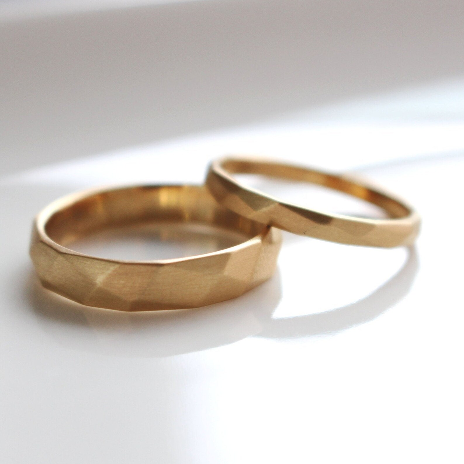 14K18K solid gold wedding matt band/couple ring/bridal Etsy