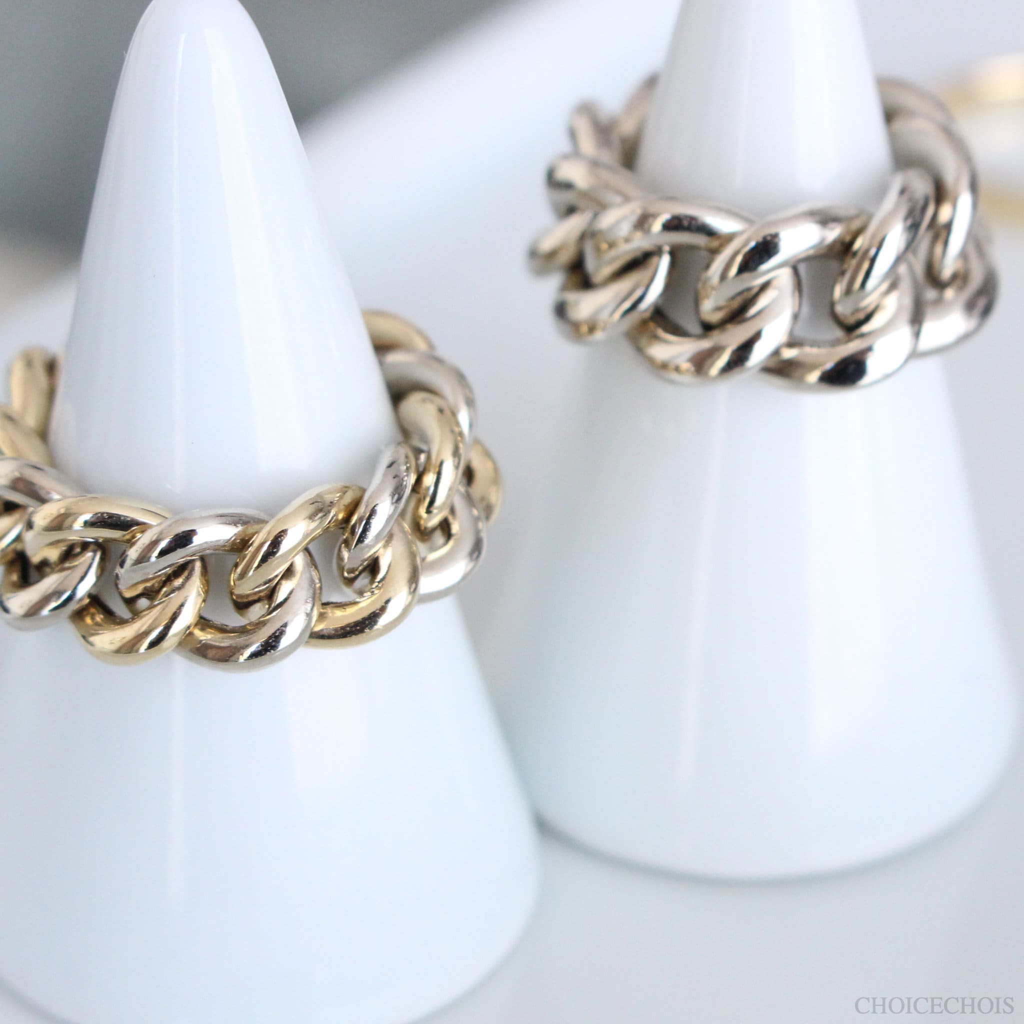 14K solid gold 9mm hollow chain ring/chain ring/solid gold Etsy