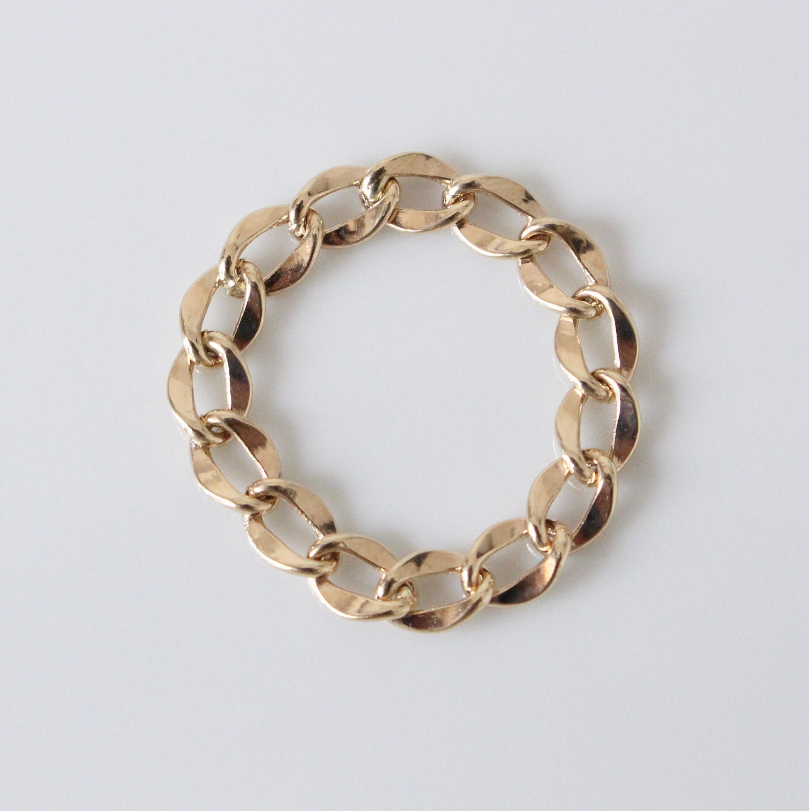 14K solid gold 3mm chain ring/chain ring/solid gold chain Etsy