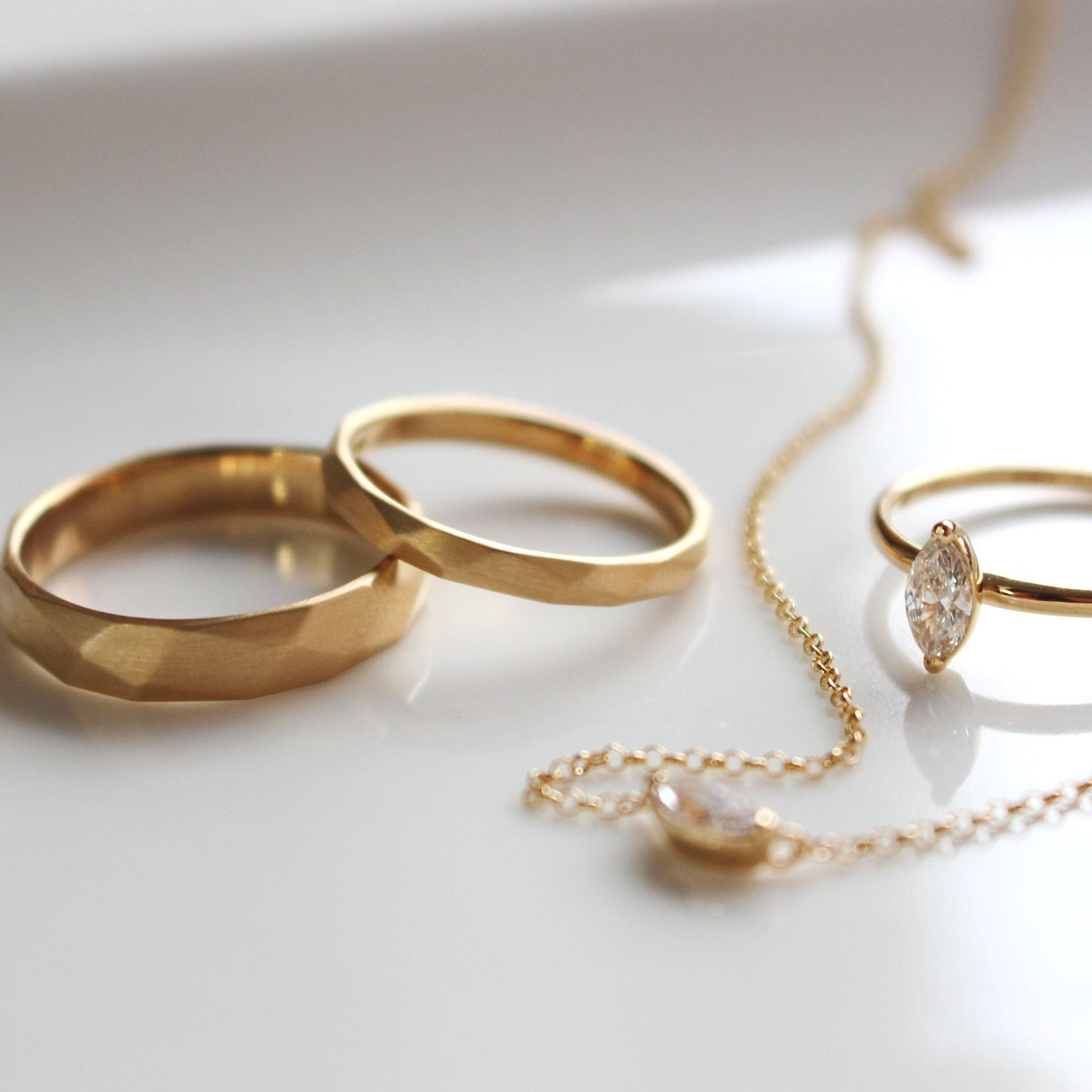 14K18K solid gold wedding matt band/couple ring/bridal Etsy