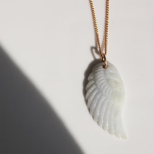 18K solid rose gold 'angel's wing jade’ pendant/18k gold jadeite pendant/special pendant gift