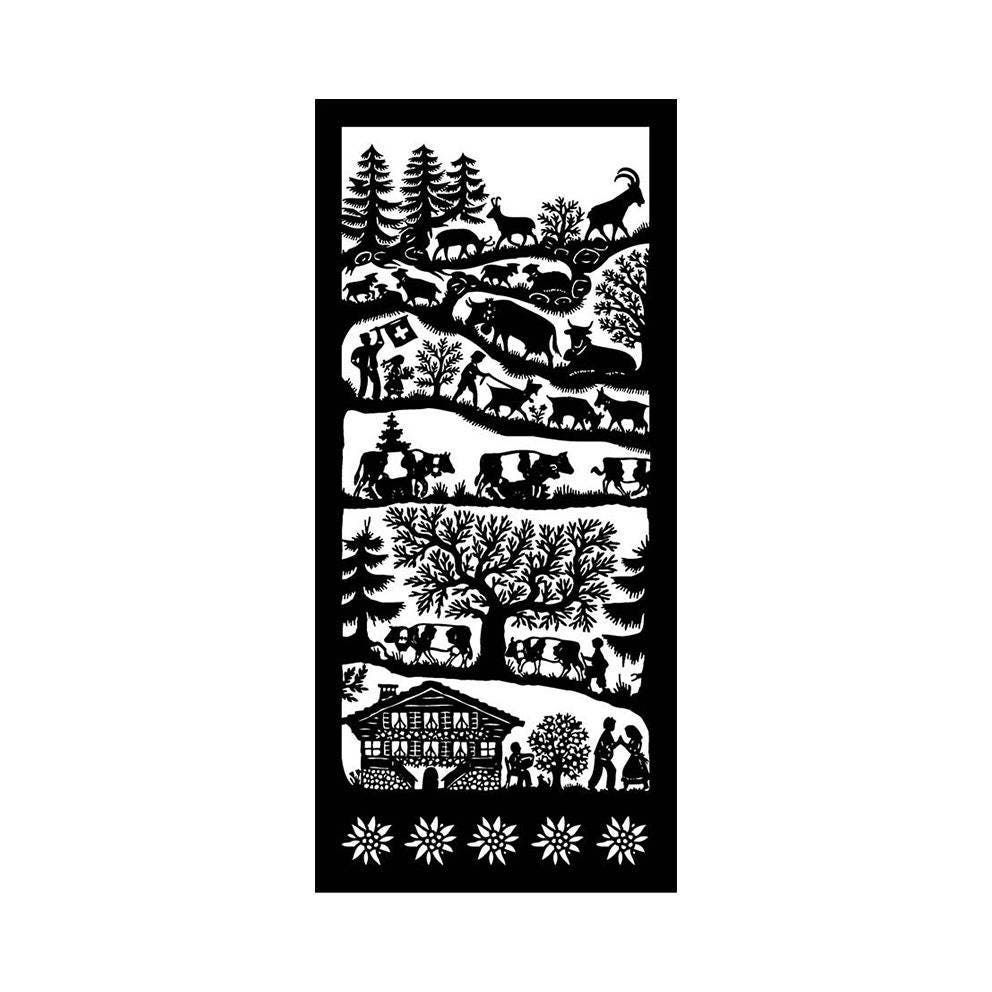 Poya, Montée à L'alpage Bouquetins et Edelweiss, en Bois Découpé .