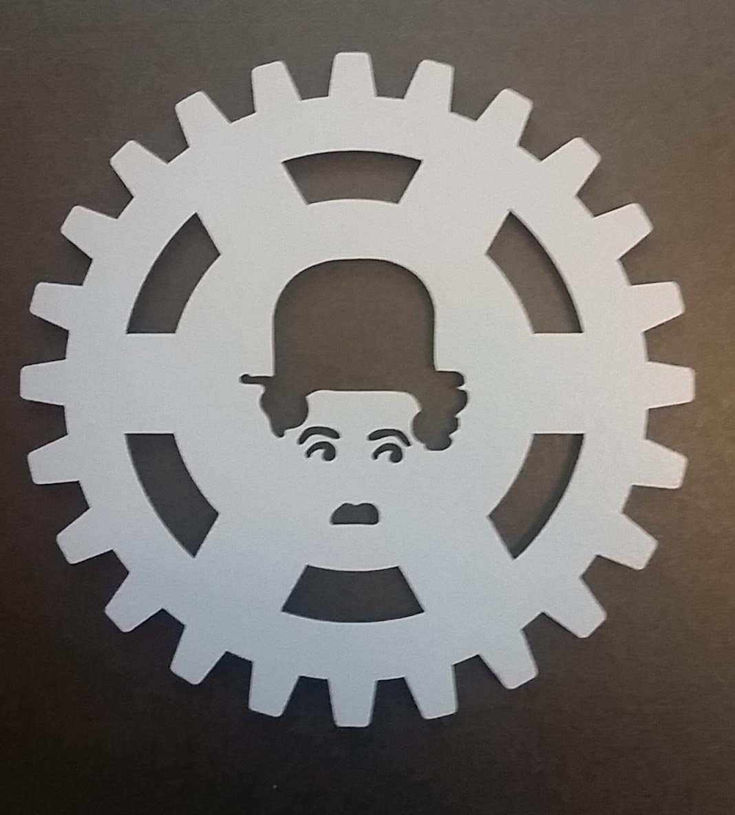 Charlie Chaplin - Les Temps Modernes Set de 6 Sous-Verres Charlot en Bois Découpé et Peint Gris