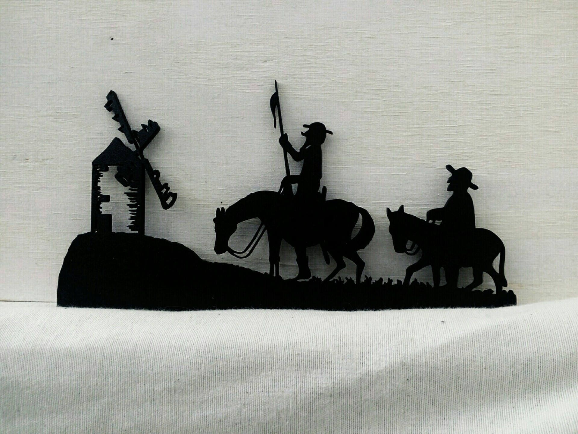 Friso de Don Quijote y Sancho Panza en madera tallada y pintada - Etsy  España