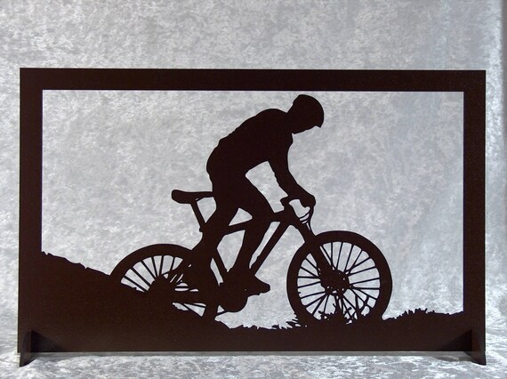 MTB Cyclist Cut and Painted Wooden Silhouette Frame Etsy Canada