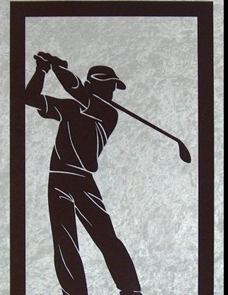 Joueur de golf cadre silhouette en bois découpé et peint image 1