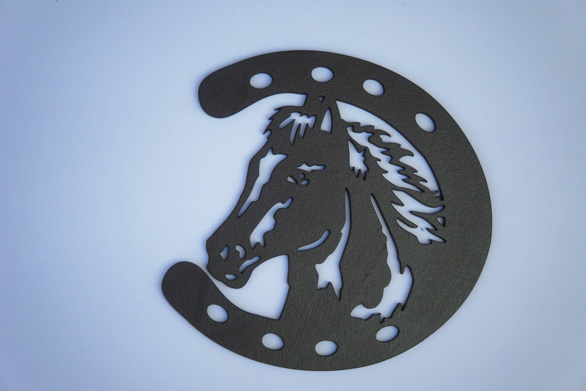 Tête de Cheval | 18 cm Environ Dans Un Fer à Cheval, Silhouette en Bois Découpé