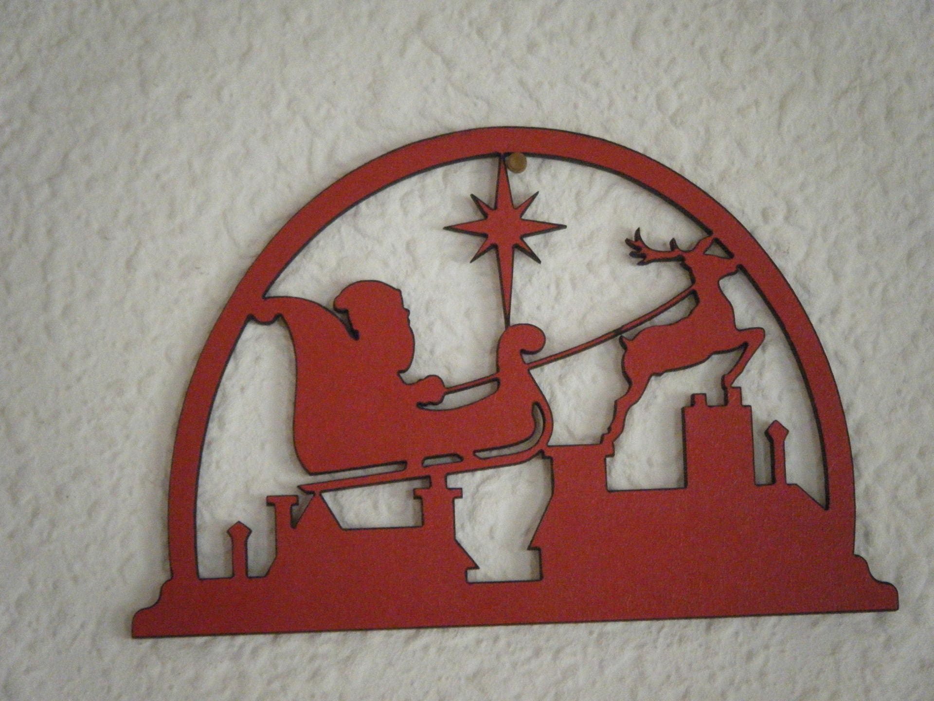 Le Père Noël et Son Traîneau, Décoration en Bois Découpé