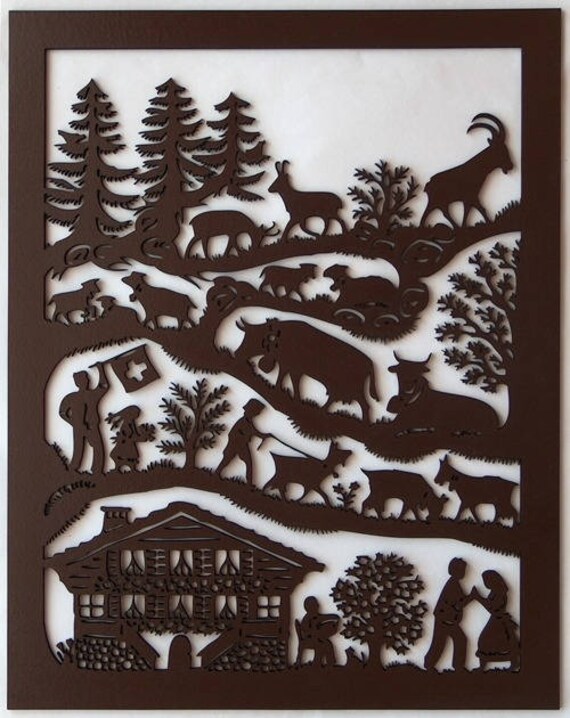 Poya, La Haut sur La Montagne, Poya Silhouette en Bois Découpé