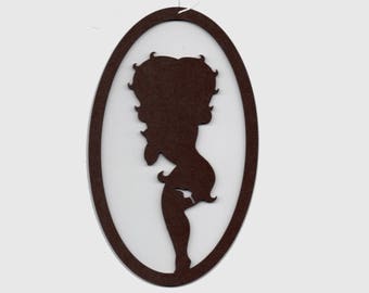 Pin-up en bois découpé - cadre silhouette