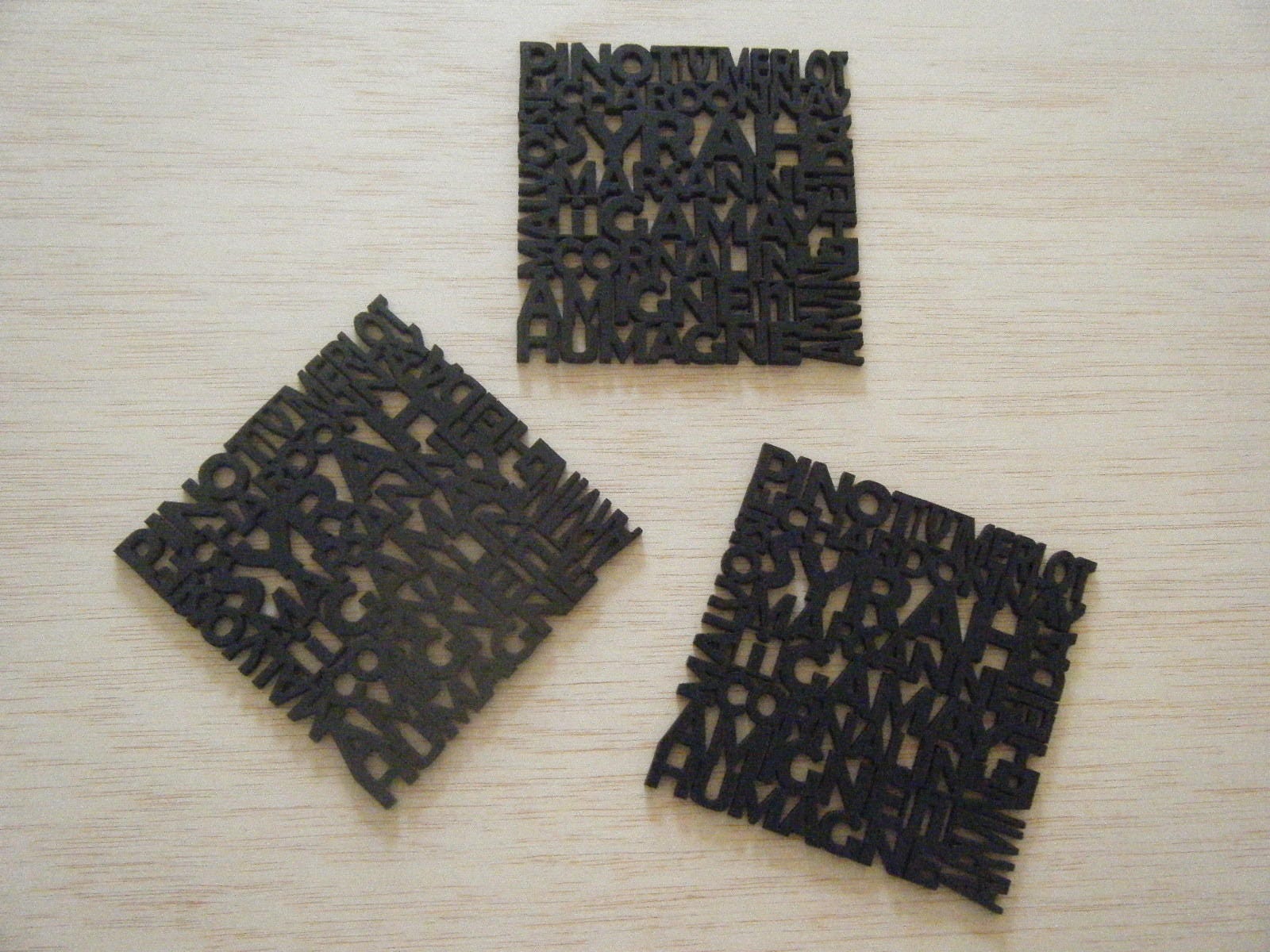 Sous-Verres Vins et Cépages - Personalises Set de 6 8 Dessous Verre | Bois Découp