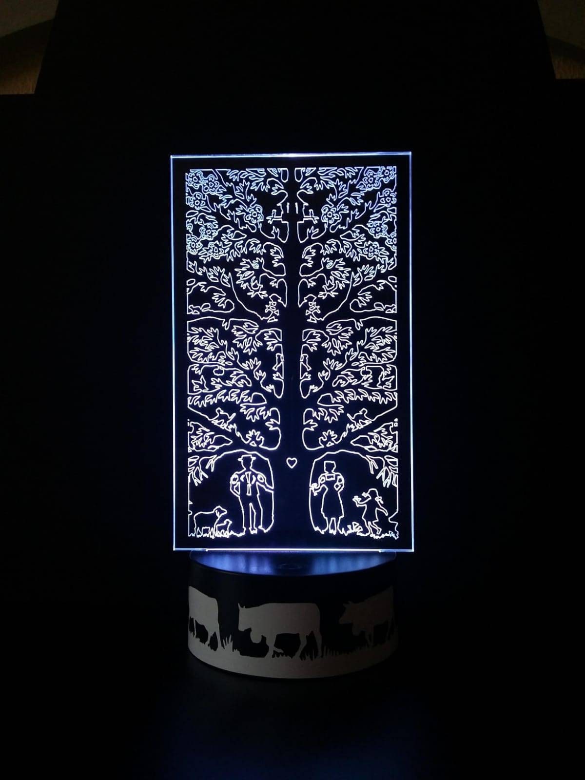 Lampe Led Poya | Arbre de Vie en Plexiglas Gravé. Inspirée L'art Traditionnel Suisse Du Papier Décou