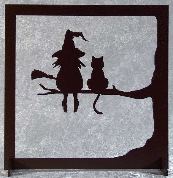 The Witch And Her Cat Carved Wooden Silhouette Picture Etsy