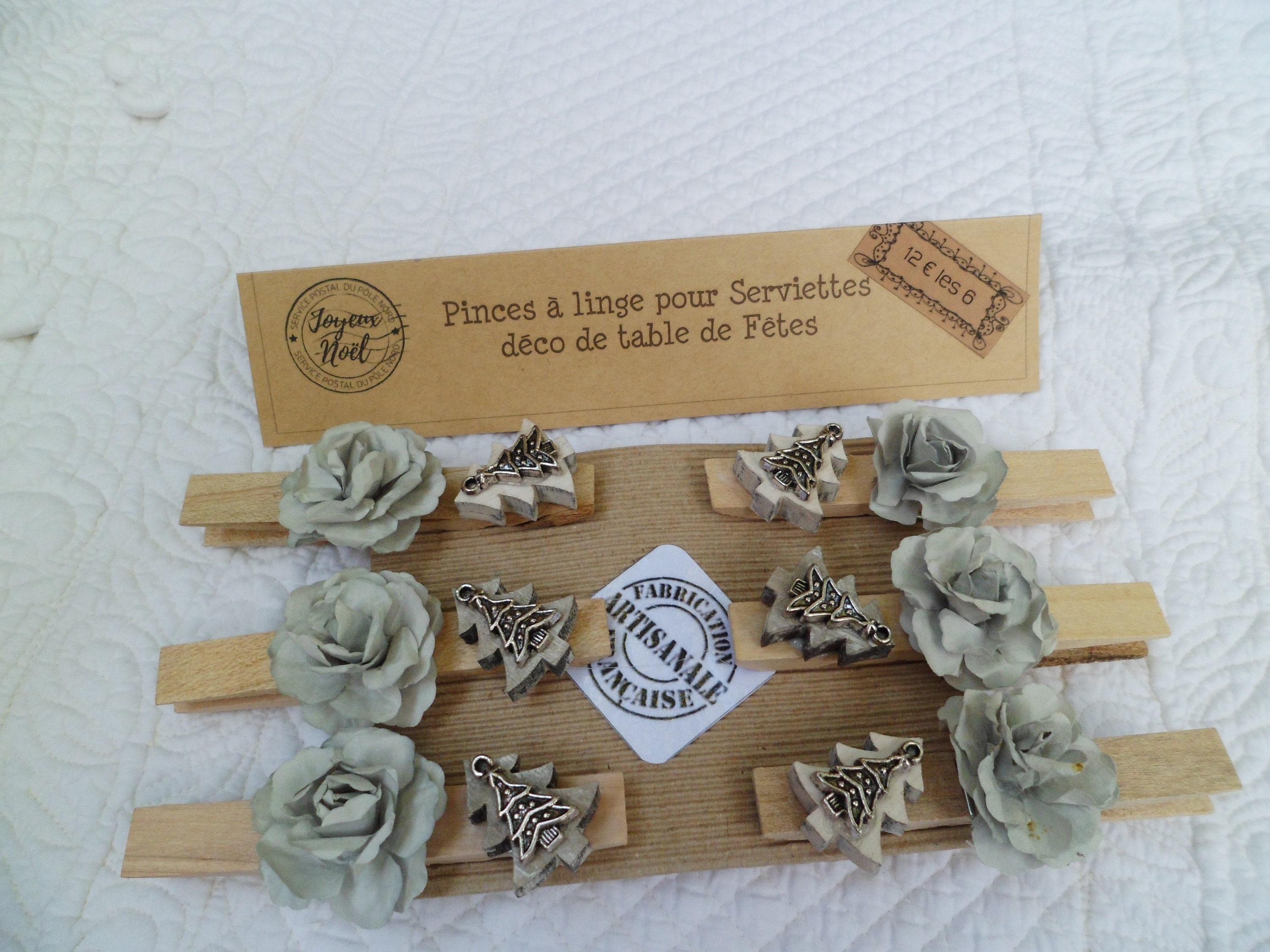 Sachet de 6 Grandes Pinces à Linge Décorées;