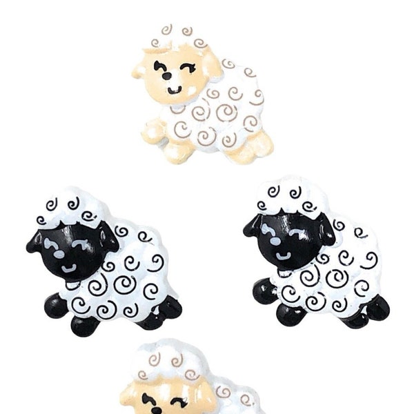 Boutons Fantaisie Mouton Noir ou Blanc 22MM avec Attache Dos - Lot de 6  : Boutons de Couture Attache Dos Enfant Layette Scrapbooking Déco