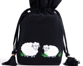 Knitting Project Bag - Meadow - Lantern Moon - Black / White
