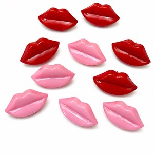 Set di 10 bottoni a forma di labbra/bocca, 25 mm – rossi, rosa o assortiti, bottoni decorativi