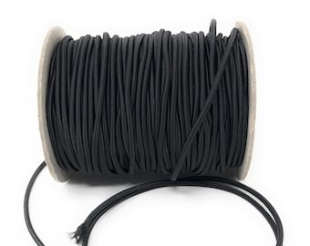 Corde Elastique / Fil Elastique 2,5mm Noir - Vendu par 5 Mètres / Cordon Elastique  / Mercerie Couture