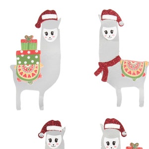 Embellissement Autocollant 3D Noël - Lama x 4 Pièces / Scrapbooking Carterie Décoration Loisir Créatif